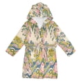 thumbnail image 1 of FORMRS Niños Bathrobe Unisex Hooded Robe Soft Plush Pajamas Sleepwear, Size 2-3T, Pink Floral Wave, 1 of 7