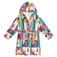 thumbnail image 1 of FORMRS Niños Bathrobe Unisex Hooded Robe Soft Plush Pajamas Sleepwear, Size 2-3T, Pink Geometric, 1 of 7