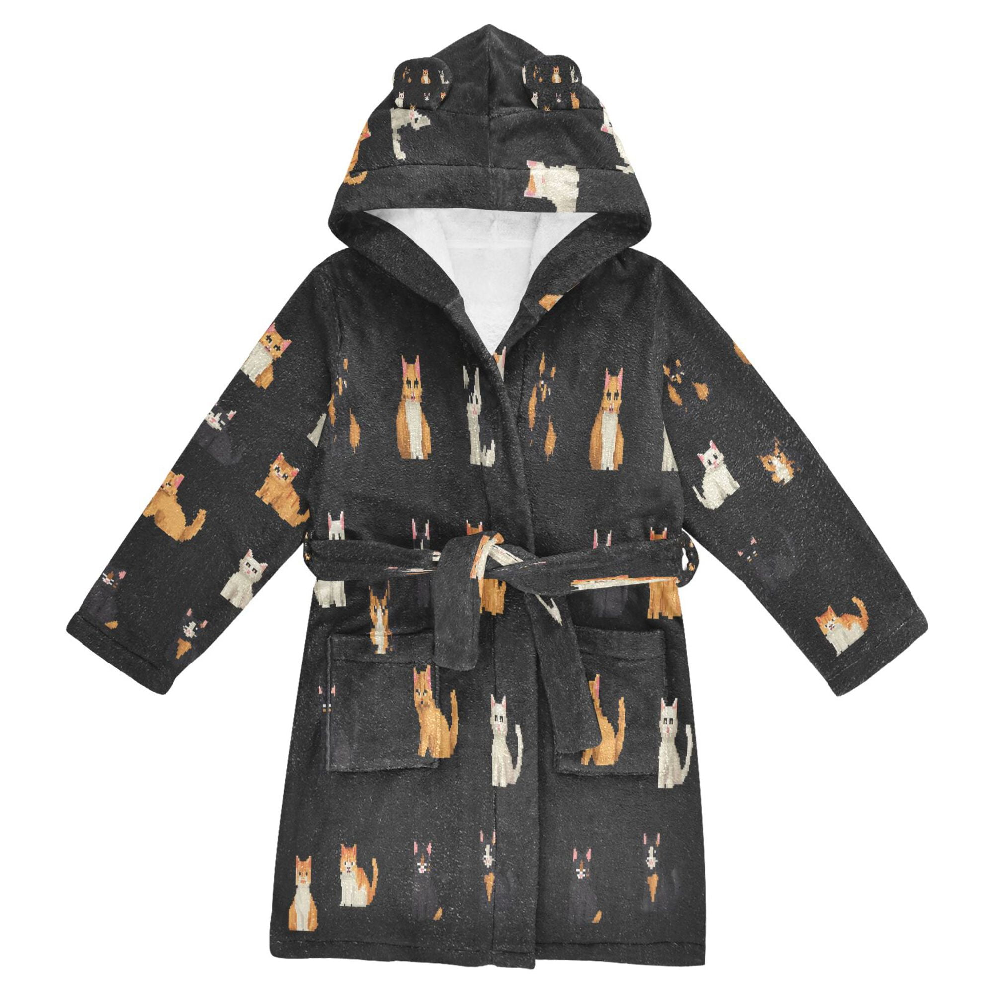 FORMRS Niños Bathrobe Unisex Hooded Robe Soft Plush Pajamas Sleepwear ...