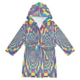 thumbnail image 1 of FORMRS Niños Bathrobe Unisex Hooded Robe Soft Plush Pajamas Sleepwear, Size 2-3T, Psychedelic Pattern, 1 of 7