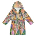thumbnail image 1 of FORMRS Niños Bathrobe Unisex Hooded Robe Soft Plush Pajamas Sleepwear, Size 2-3T, Purple Cityscape Painting, 1 of 7