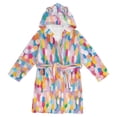 thumbnail image 1 of FORMRS Niños Bathrobe Unisex Hooded Robe Soft Plush Pajamas Sleepwear, Size 2-3T, Purple Colorful Circles, 1 of 7