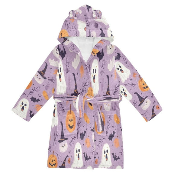 FORMRS Kids Bathrobe Unisex Hooded Robe Toddler Pajamas Sleepwear, Size 2-3T, Purple Cute Halloween