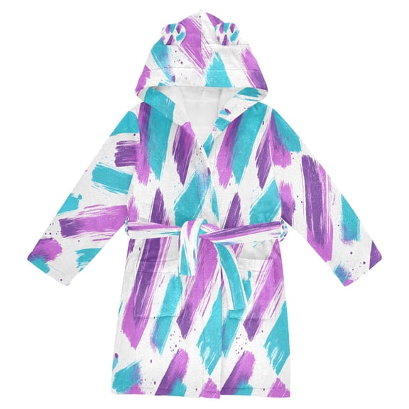 FORMRS Niños Bathrobe Unisex Hooded Robe Soft Plush Pajamas Sleepwear, Size 2-3T, Purple Drawing