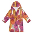 thumbnail image 1 of FORMRS Niños Bathrobe Unisex Hooded Robe Soft Plush Pajamas Sleepwear, Size 2-3T, Purple Hand Drawn Floral, 1 of 7