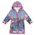thumbnail image 1 of FORMRS Niños Bathrobe Unisex Hooded Robe Soft Plush Pajamas Sleepwear, Size 2-3T, Purple Window Scene, 1 of 7