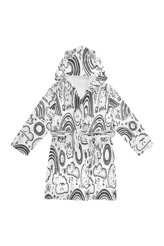 Niños Bathrobe Unisex Hooded Robe Soft Plush Pajamas Sleepwear, Size 2-3T, Rainbows