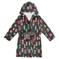 thumbnail image 1 of FORMRS Niños Bathrobe Unisex Hooded Robe Soft Plush Pajamas Sleepwear, Size 2-3T, Red Block Pattern, 1 of 7