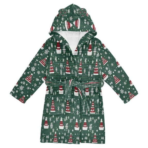 FORMRS Niños Bathrobe Unisex Hooded Robe Soft Plush Pajamas Sleepwear, Size 2-3T, Red Christmas Trees