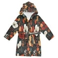 thumbnail image 1 of FORMRS Niños Bathrobe Unisex Hooded Robe Soft Plush Pajamas Sleepwear, Size 2-3T, Red Flowers Pattern, 1 of 7