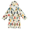 thumbnail image 1 of FORMRS Niños Bathrobe Unisex Hooded Robe Soft Plush Pajamas Sleepwear, Size 2-3T, Red Geometric, 1 of 7