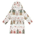 thumbnail image 1 of FORMRS Niños Bathrobe Unisex Hooded Robe Soft Plush Pajamas Sleepwear, Size 2-3T, Red Nordic Christmas House, 1 of 7
