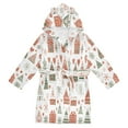 thumbnail image 1 of FORMRS Niños Bathrobe Unisex Hooded Robe Soft Plush Pajamas Sleepwear, Size 2-3T, Red Nordic Christmas, 1 of 7