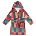 thumbnail image 1 of FORMRS Niños Bathrobe Unisex Hooded Robe Soft Plush Pajamas Sleepwear, Size 2-3T, Red and Purple Plaid Pattern, 1 of 7