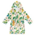 thumbnail image 1 of FORMRS Niños Bathrobe Unisex Hooded Robe Soft Plush Pajamas Sleepwear, Size 2-3T, Retro Orange Floral, 1 of 7
