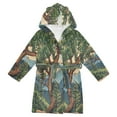 thumbnail image 1 of FORMRS Niños Bathrobe Unisex Hooded Robe Soft Plush Pajamas Sleepwear, Size 2-3T, Retro Pine Tree, 1 of 7