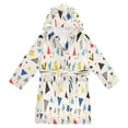 thumbnail image 1 of FORMRS Niños Bathrobe Unisex Hooded Robe Soft Plush Pajamas Sleepwear, Size 2-3T, Retro Triangles, 1 of 7