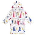 thumbnail image 1 of FORMRS Niños Bathrobe Unisex Hooded Robe Soft Plush Pajamas Sleepwear, Size 2-3T, Simple Triangles, 1 of 7
