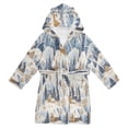 thumbnail image 1 of FORMRS Niños Bathrobe Unisex Hooded Robe Soft Plush Pajamas Sleepwear, Size 2-3T, Snowy Winter, 1 of 7