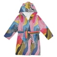 thumbnail image 1 of FORMRS Niños Bathrobe Unisex Hooded Robe Soft Plush Pajamas Sleepwear, Size 2-3T, Stripes Pattern, 1 of 7