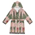 thumbnail image 1 of FORMRS Niños Bathrobe Unisex Hooded Robe Soft Plush Pajamas Sleepwear, Size 2-3T, Stripes Trees, 1 of 7