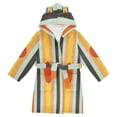 thumbnail image 1 of FORMRS Niños Bathrobe Unisex Hooded Robe Soft Plush Pajamas Sleepwear, Size 2-3T, Stripes and Circle, 1 of 7