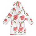 thumbnail image 1 of FORMRS Niños Bathrobe Unisex Hooded Robe Soft Plush Pajamas Sleepwear, Size 2-3T, Watermelon Pattern, 1 of 7