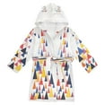 thumbnail image 1 of FORMRS Niños Bathrobe Unisex Hooded Robe Soft Plush Pajamas Sleepwear, Size 2-3T, White Abstract Triangles, 1 of 7