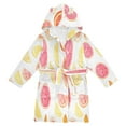 thumbnail image 1 of FORMRS Niños Bathrobe Unisex Hooded Robe Soft Plush Pajamas Sleepwear, Size 2-3T, White Grapefruit Slices, 1 of 7