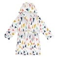 thumbnail image 1 of FORMRS Niños Bathrobe Unisex Hooded Robe Soft Plush Pajamas Sleepwear, Size 2-3T, White Minimalist Triangles, 1 of 7