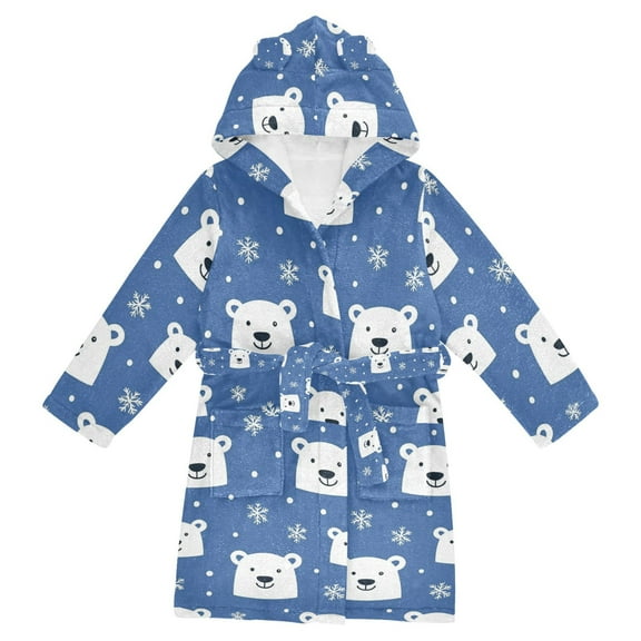 FORMRS Kids Bathrobe Unisex Hooded Robe Toddler Pajamas Sleepwear, Size 2-3T, White Polar Bear
