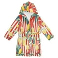 thumbnail image 1 of FORMRS Niños Bathrobe Unisex Hooded Robe Soft Plush Pajamas Sleepwear, Size 2-3T, White Striped Lemon, 1 of 7