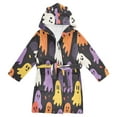 thumbnail image 1 of FORMRS Niños Bathrobe Unisex Hooded Robe Soft Plush Pajamas Sleepwear, Size 2-3T, Yellow Halloween Ghosts, 1 of 7