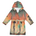 thumbnail image 1 of FORMRS Niños Bathrobe Unisex Hooded Robe Soft Plush Pajamas Sleepwear, Size 4-6T, Astronaut in Rain, 1 of 7