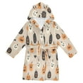 thumbnail image 1 of FORMRS Niños Bathrobe Unisex Hooded Robe Soft Plush Pajamas Sleepwear, Size 4-6T, Beige Halloween Pumpkin, 1 of 7