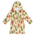 thumbnail image 1 of FORMRS Niños Bathrobe Unisex Hooded Robe Soft Plush Pajamas Sleepwear, Size 4-6T, Beige Leaves, 1 of 7