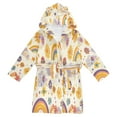 thumbnail image 1 of FORMRS Niños Bathrobe Unisex Hooded Robe Soft Plush Pajamas Sleepwear, Size 4-6T, Beige Retro Rainbow, 1 of 7