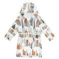 thumbnail image 1 of FORMRS Niños Bathrobe Unisex Hooded Robe Soft Plush Pajamas Sleepwear, Size 4-6T, Beige Snow Houses, 1 of 7