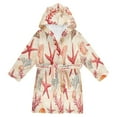 thumbnail image 1 of FORMRS Niños Bathrobe Unisex Hooded Robe Soft Plush Pajamas Sleepwear, Size 4-6T, Beige Starfish, 1 of 7