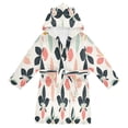 thumbnail image 1 of FORMRS Niños Bathrobe Unisex Hooded Robe Soft Plush Pajamas Sleepwear, Size 4-6T, Black Retro Flower, 1 of 7