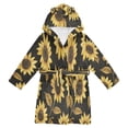 thumbnail image 1 of FORMRS Niños Bathrobe Unisex Hooded Robe Soft Plush Pajamas Sleepwear, Size 4-6T, Black Sunflower Pattern, 1 of 7