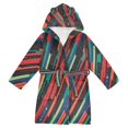 thumbnail image 1 of FORMRS Niños Bathrobe Unisex Hooded Robe Soft Plush Pajamas Sleepwear, Size 4-6T, Blue Abstract Lines, 1 of 7