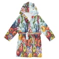 thumbnail image 1 of FORMRS Niños Bathrobe Unisex Hooded Robe Soft Plush Pajamas Sleepwear, Size 4-6T, Blue Floral Tomatoes, 1 of 7