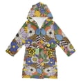 thumbnail image 1 of FORMRS Niños Bathrobe Unisex Hooded Robe Soft Plush Pajamas Sleepwear, Size 4-6T, Blue Floral, 1 of 7