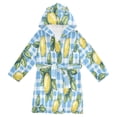 thumbnail image 1 of FORMRS Niños Bathrobe Unisex Hooded Robe Soft Plush Pajamas Sleepwear, Size 4-6T, Cartoon Plaid Lemon, 1 of 7