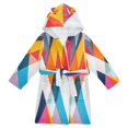 thumbnail image 1 of FORMRS Niños Bathrobe Unisex Hooded Robe Soft Plush Pajamas Sleepwear, Size 4-6T, Colorful Triangles, 1 of 7