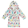 thumbnail image 1 of FORMRS Niños Bathrobe Unisex Hooded Robe Soft Plush Pajamas Sleepwear, Size 4-6T, Colorful Triangles, 1 of 7