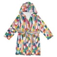 thumbnail image 1 of FORMRS Niños Bathrobe Unisex Hooded Robe Soft Plush Pajamas Sleepwear, Size 4-6T, Dark Colorful Circles, 1 of 7