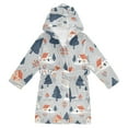 thumbnail image 1 of FORMRS Niños Bathrobe Unisex Hooded Robe Soft Plush Pajamas Sleepwear, Size 4-6T, Gray Cartoon Houses, 1 of 7