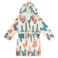 thumbnail image 1 of FORMRS Niños Bathrobe Unisex Hooded Robe Soft Plush Pajamas Sleepwear, Size 4-6T, Green Butterflies, 1 of 7